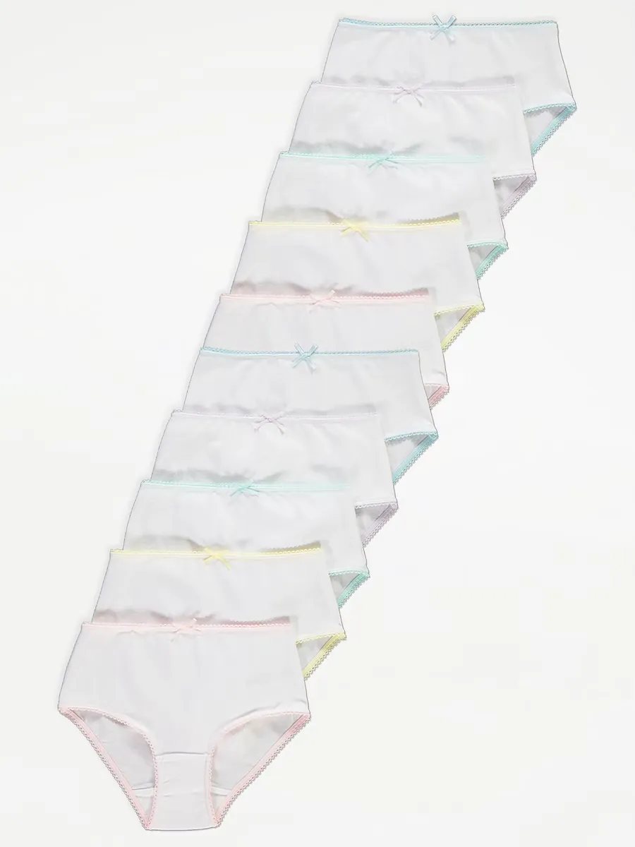 White Coloured Trim Briefs 10 Pack
