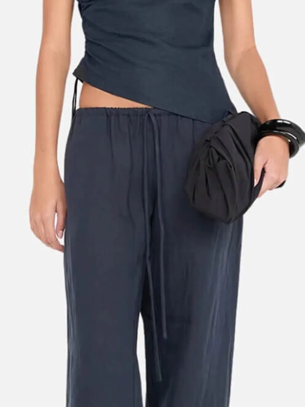 Ruched Asymmetrical Neck Top