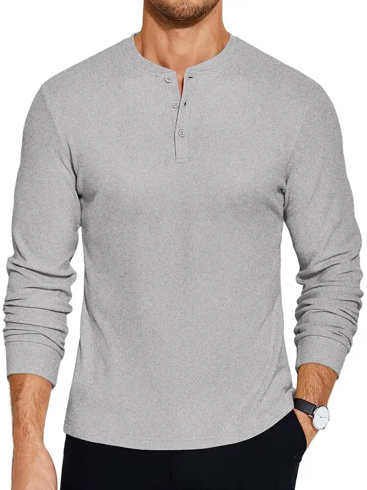 Ribbed Knit Henley T-Shirt