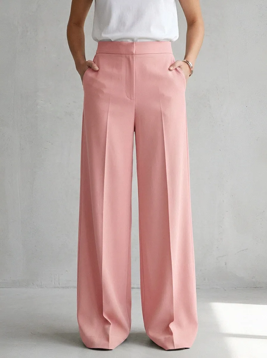 High-Waist Relaxed Draped Women's Wide-Leg Trousers