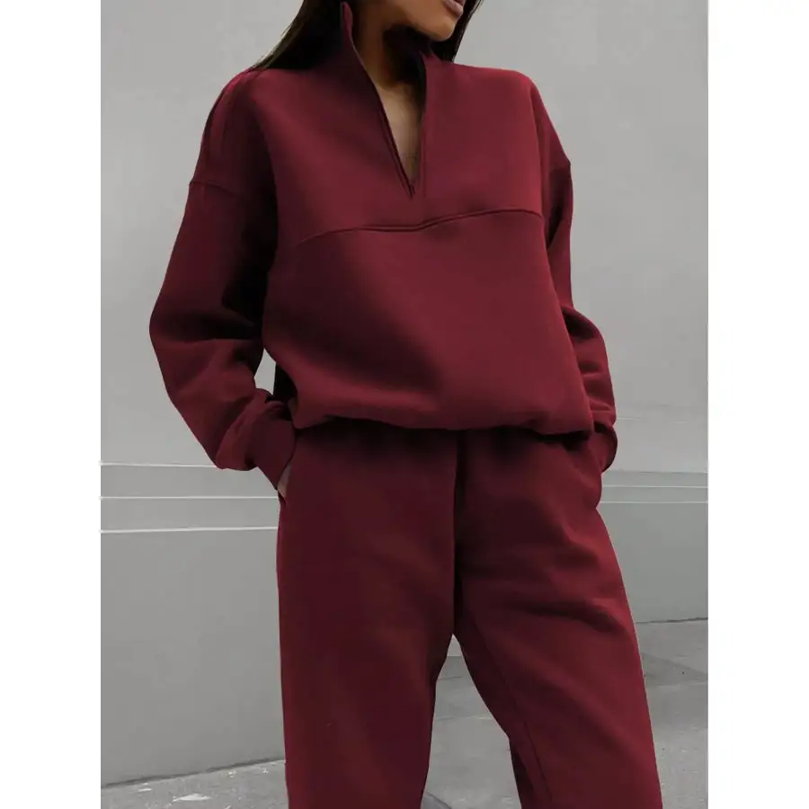 Half Zip Sweatshirt and Pants Set