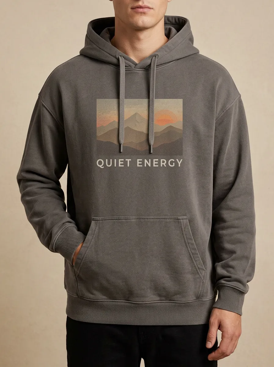Men's Nature Lover Quiet Energy Mountain Sunset Print Hoodie