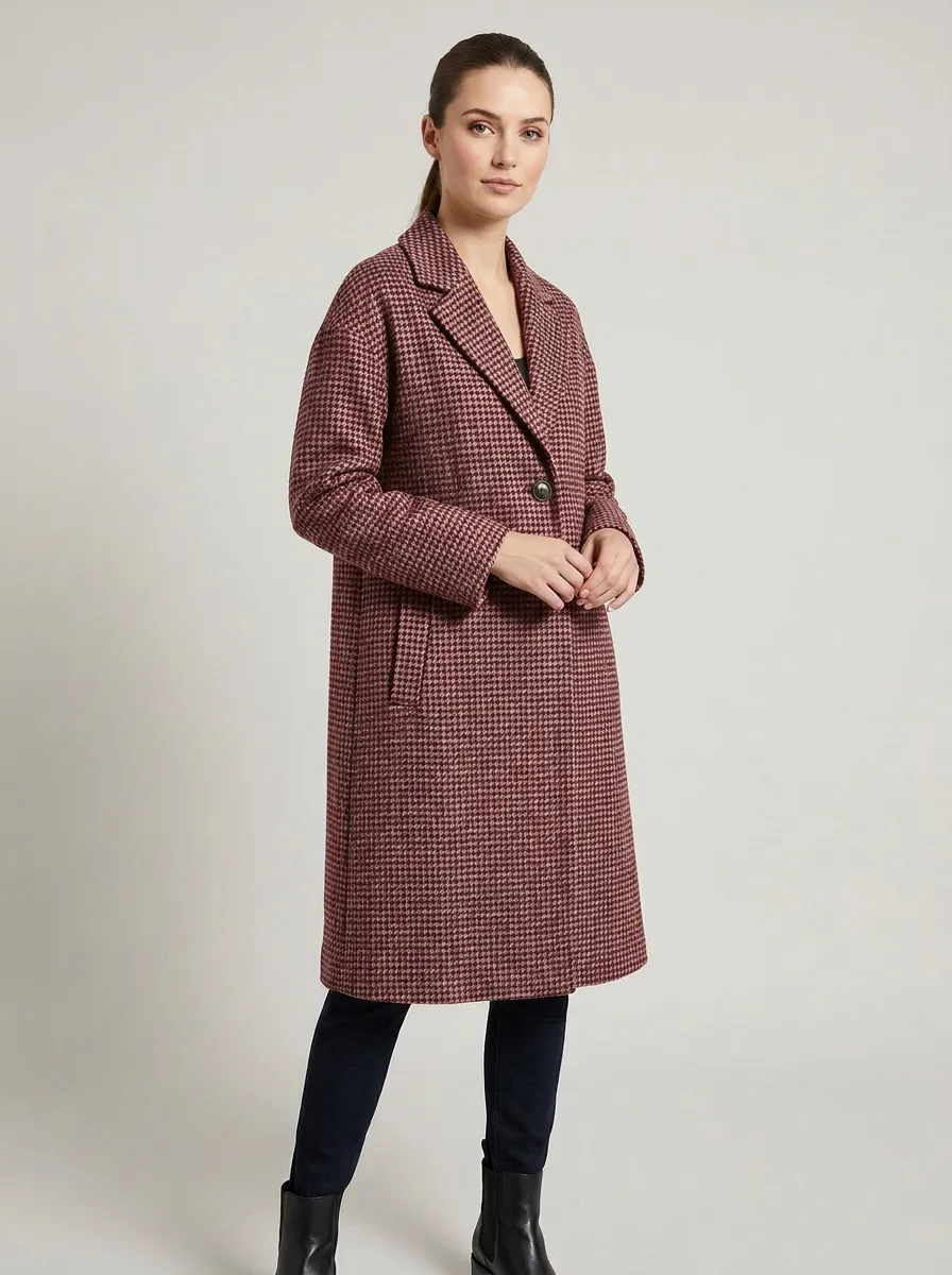 Women's Classic Houndstooth Pattern Coat