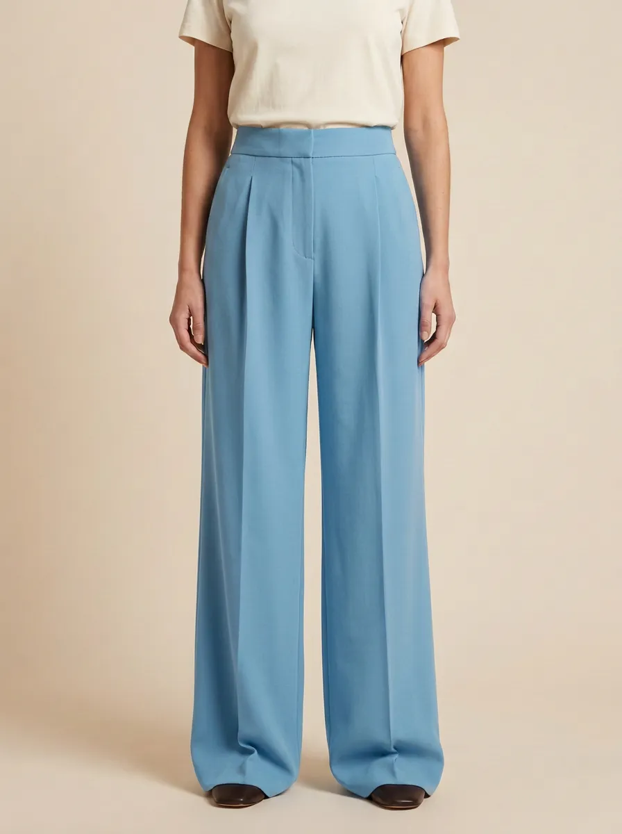 Polished Pleated High Rise Wide Leg Pants