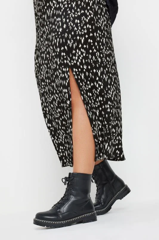 Black Abstract Print Textured Midaxi Skirt detail 3