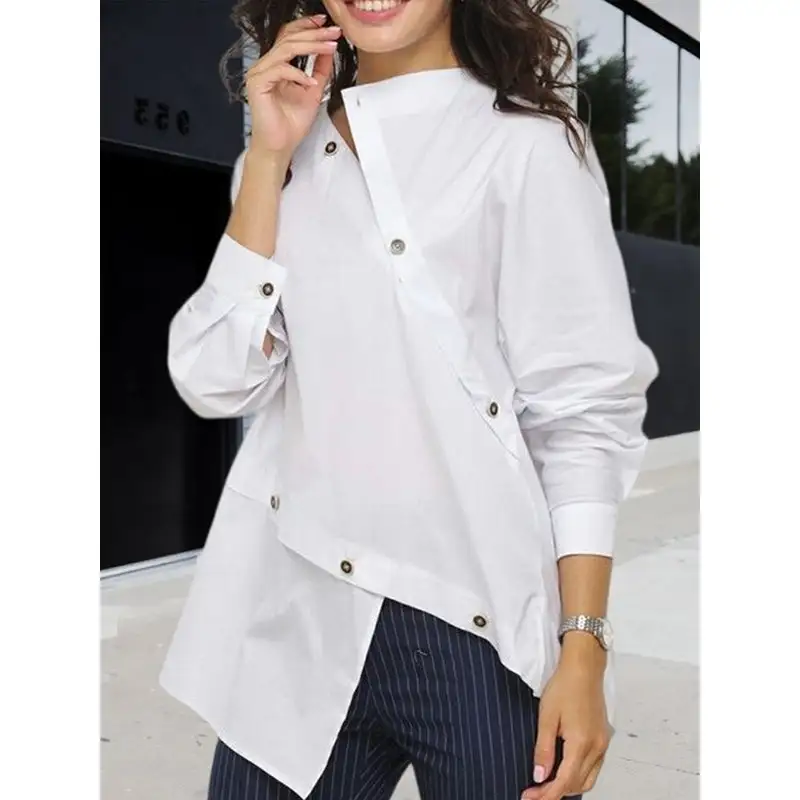 Soft-Style Women's Buttoned Long-Sleeve Blouse