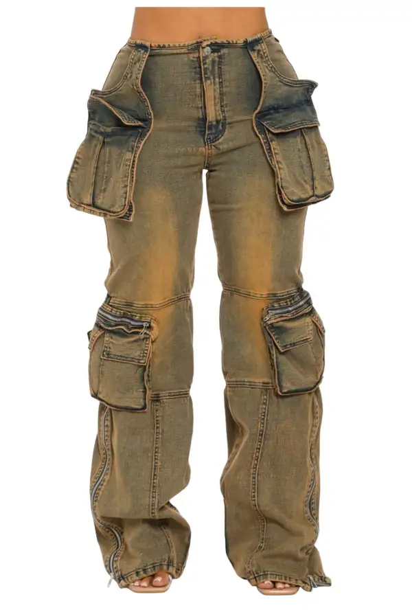Acid-Wash Utility Cargo Pants