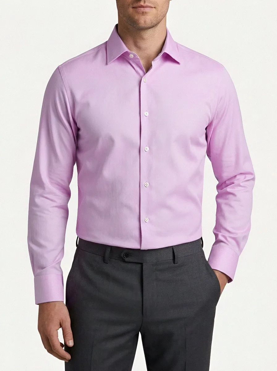 Men's Business Professional Solid Light Blue Dress Shirt
