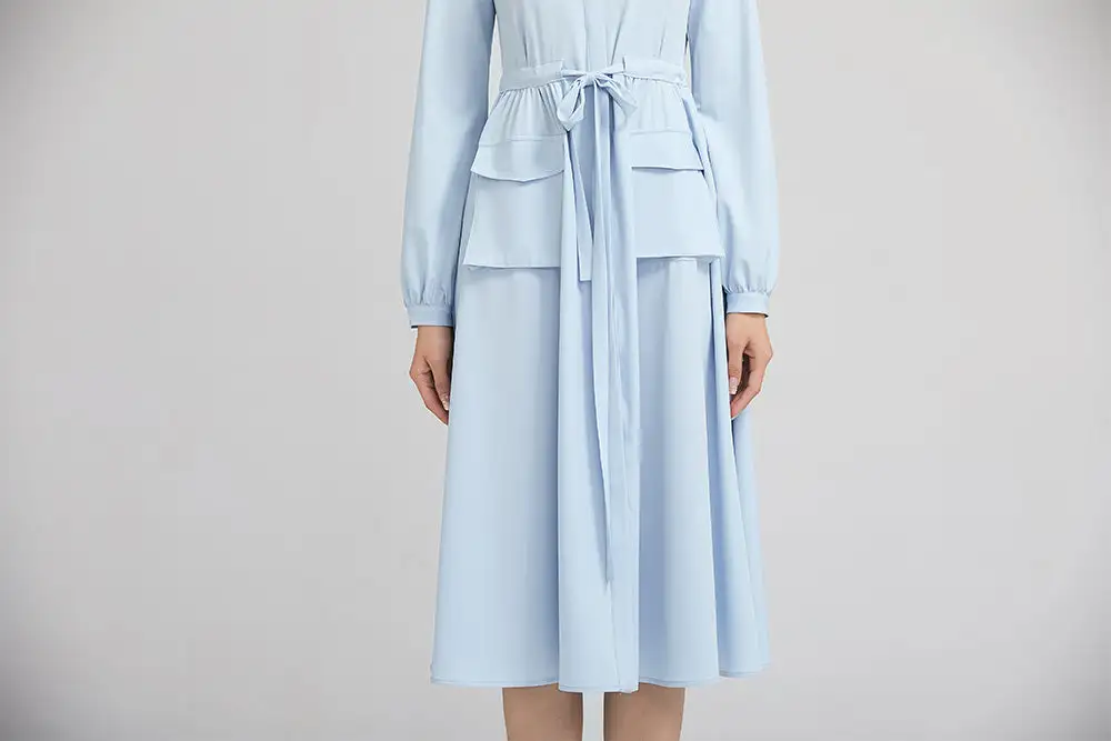 Polyester Long Sleeve Midi Dress