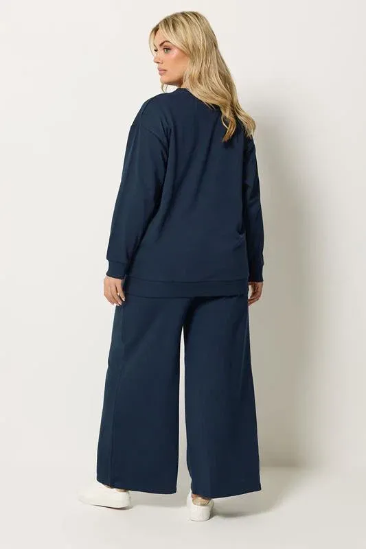 Navy Blue Sweatshirt Jogger & T-Shirt Set