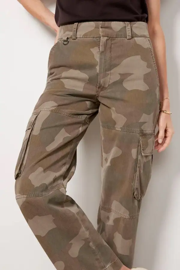 Camouflage High-Rise Cargo Pants