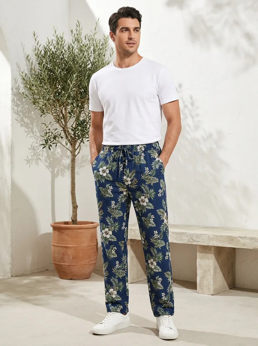 Men's Hibiscus Printed Pants
