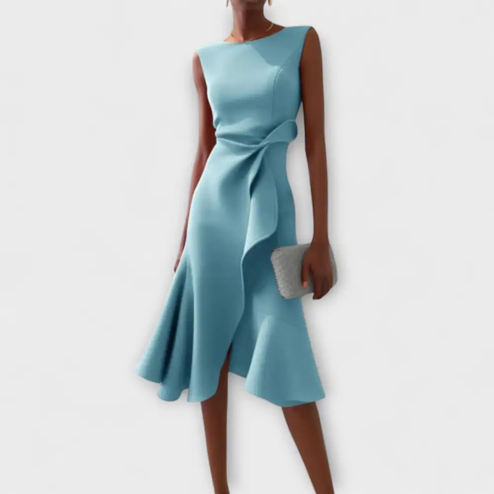  Refined Pleated Midi Dress
