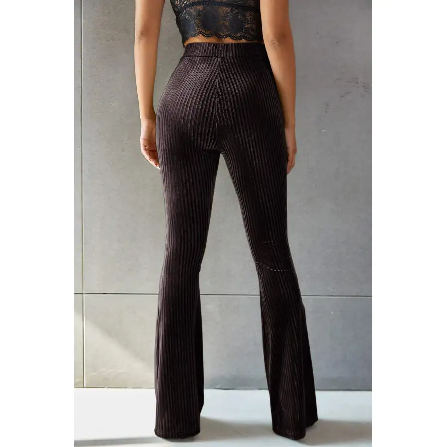 Ribbed High Waist Flare Pants