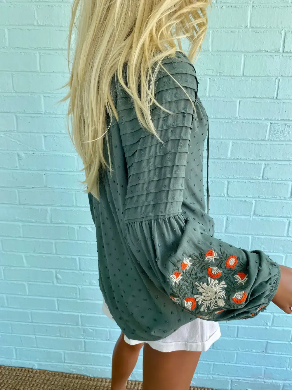 Textured Crochet Detail Blouse