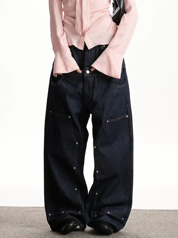Wide-Leg Layered-Look Jeans