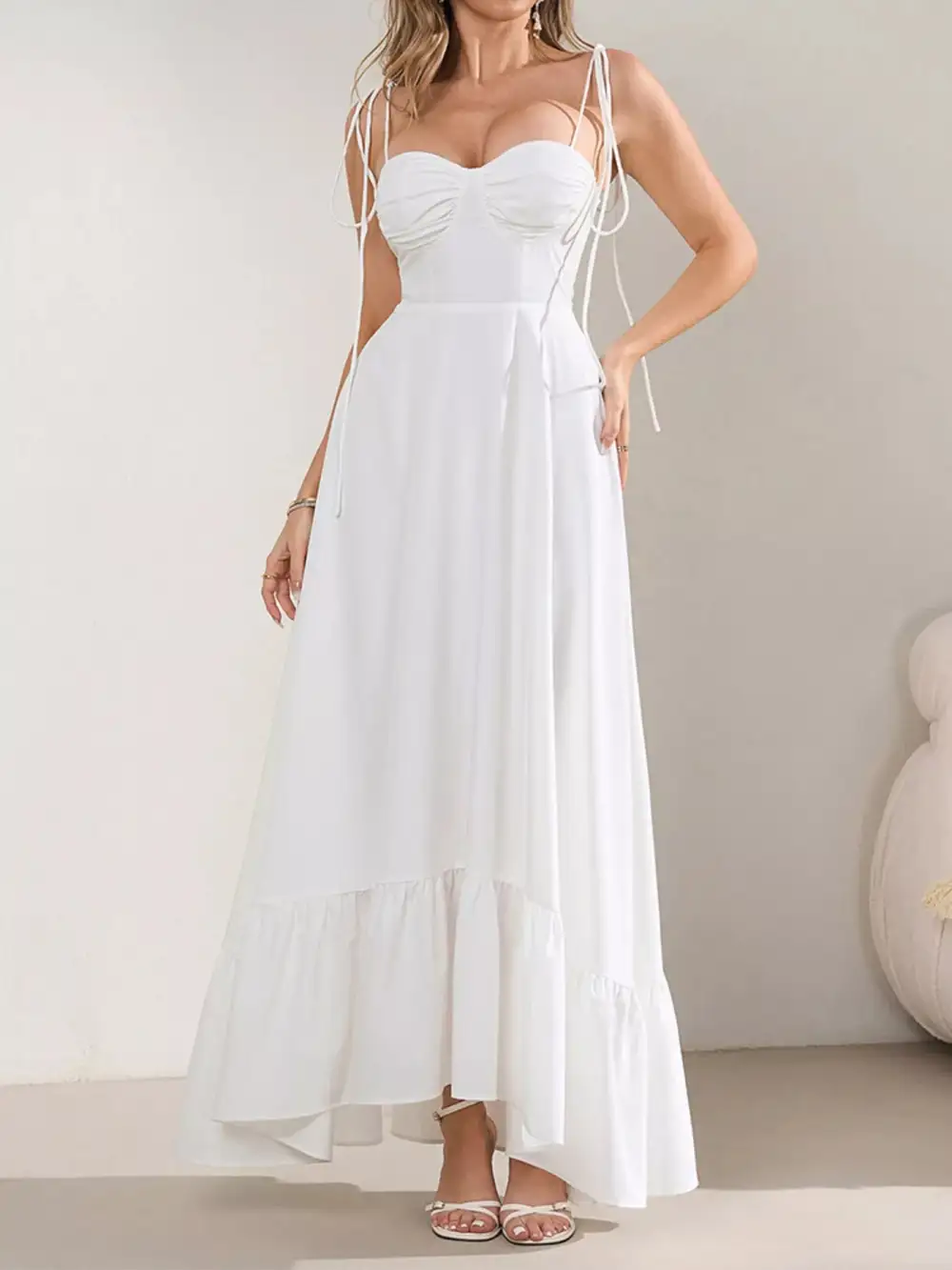 Structured Shape Ruffle Maxi Dress