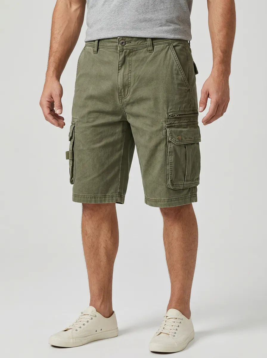 Men's Casual Fit Cargo Shorts with Multi Pocket Details
