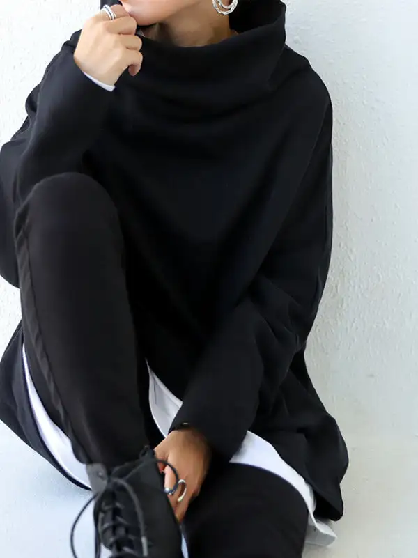 Urban High Neck Long Sleeve Oversize T-Shirt