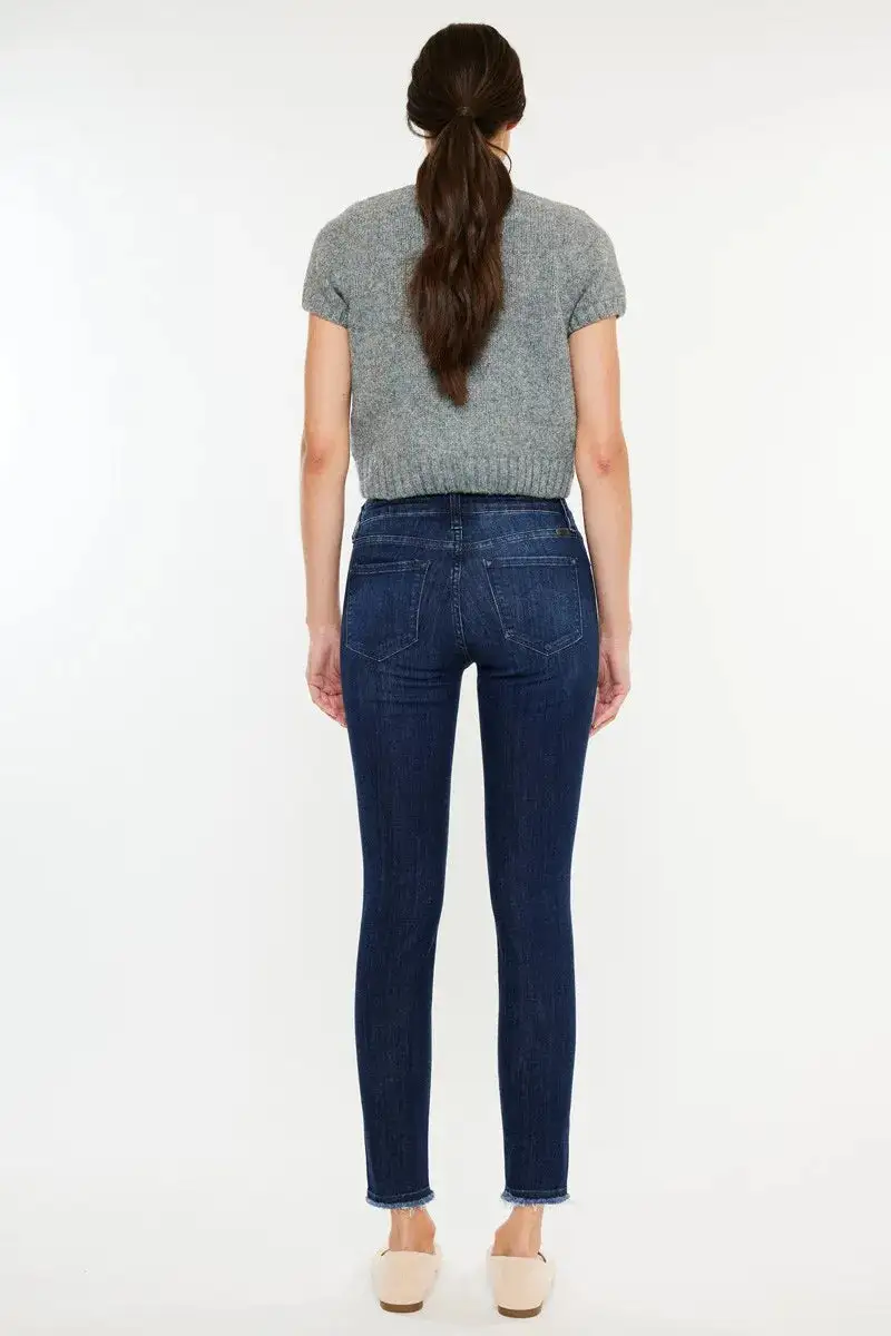 High Waist Raw Hem Denim Jeans
