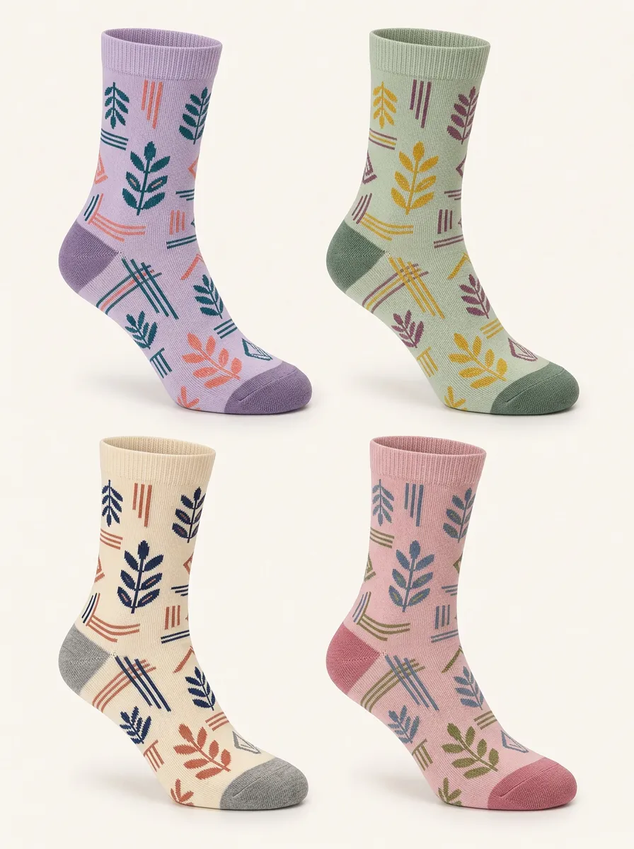 Leaf and Botanical Everyday Socks Multipack