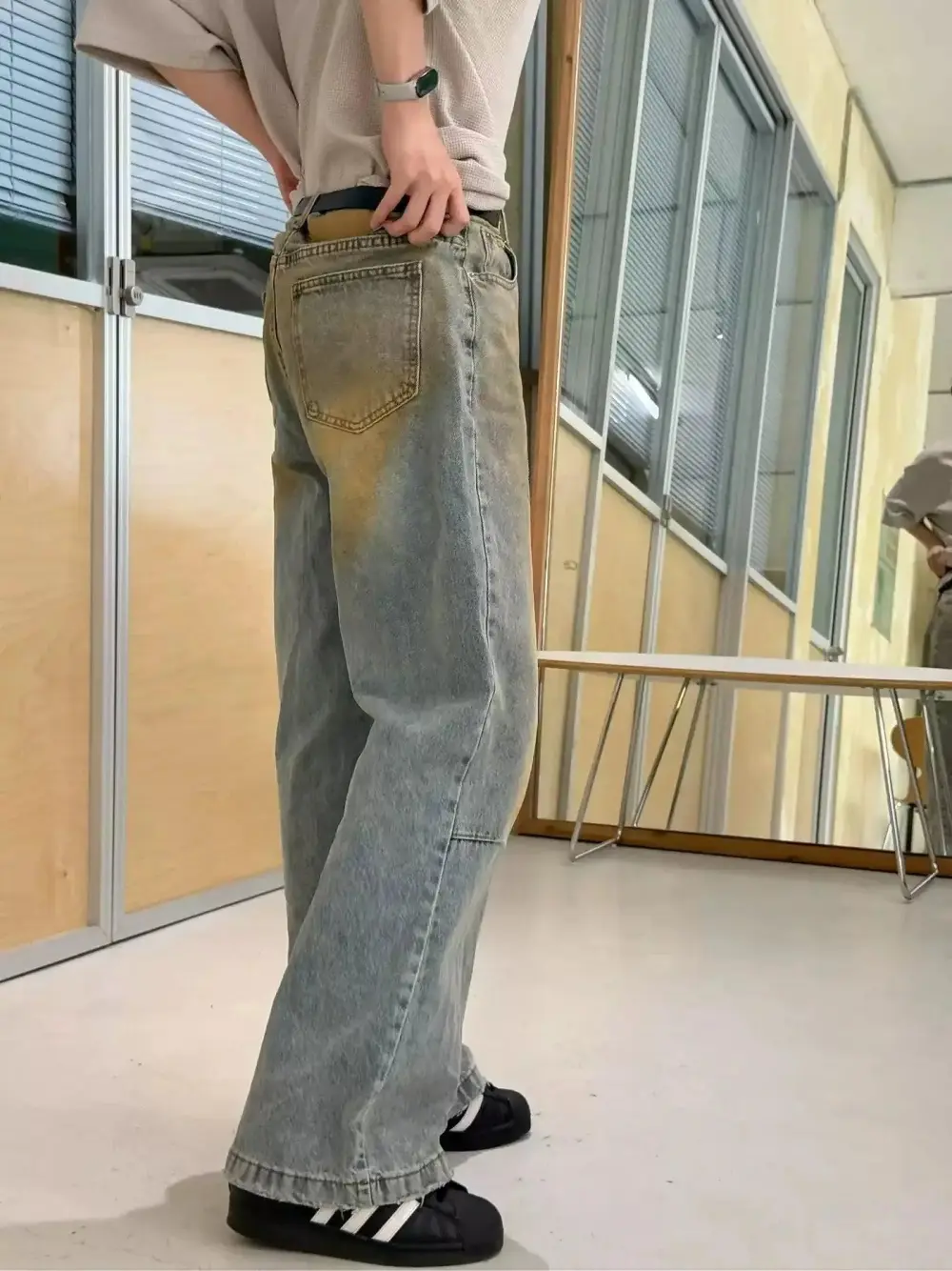 Rustic Washed Straight Leg Jeans