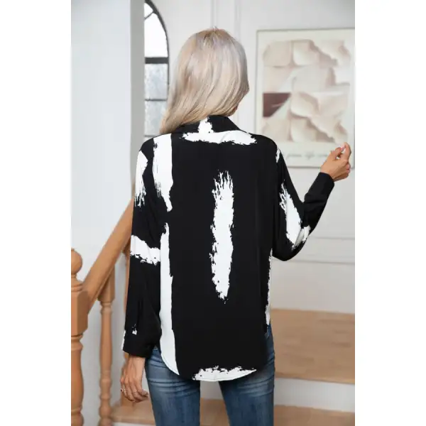 Button Down Printed Long Sleeve Shirt