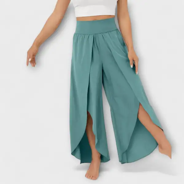 Flared Leg Relaxed Fit Lightweight Trousers