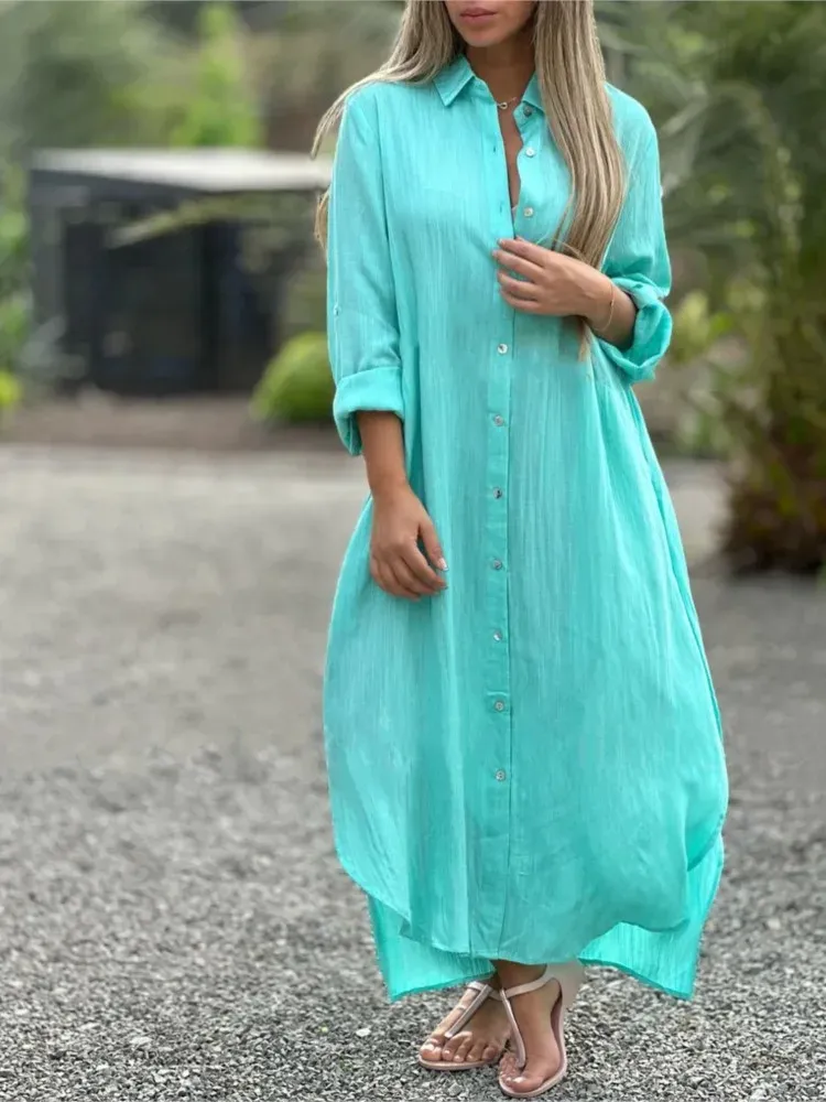 Long Sleeve Cotton Blend Long Skirt