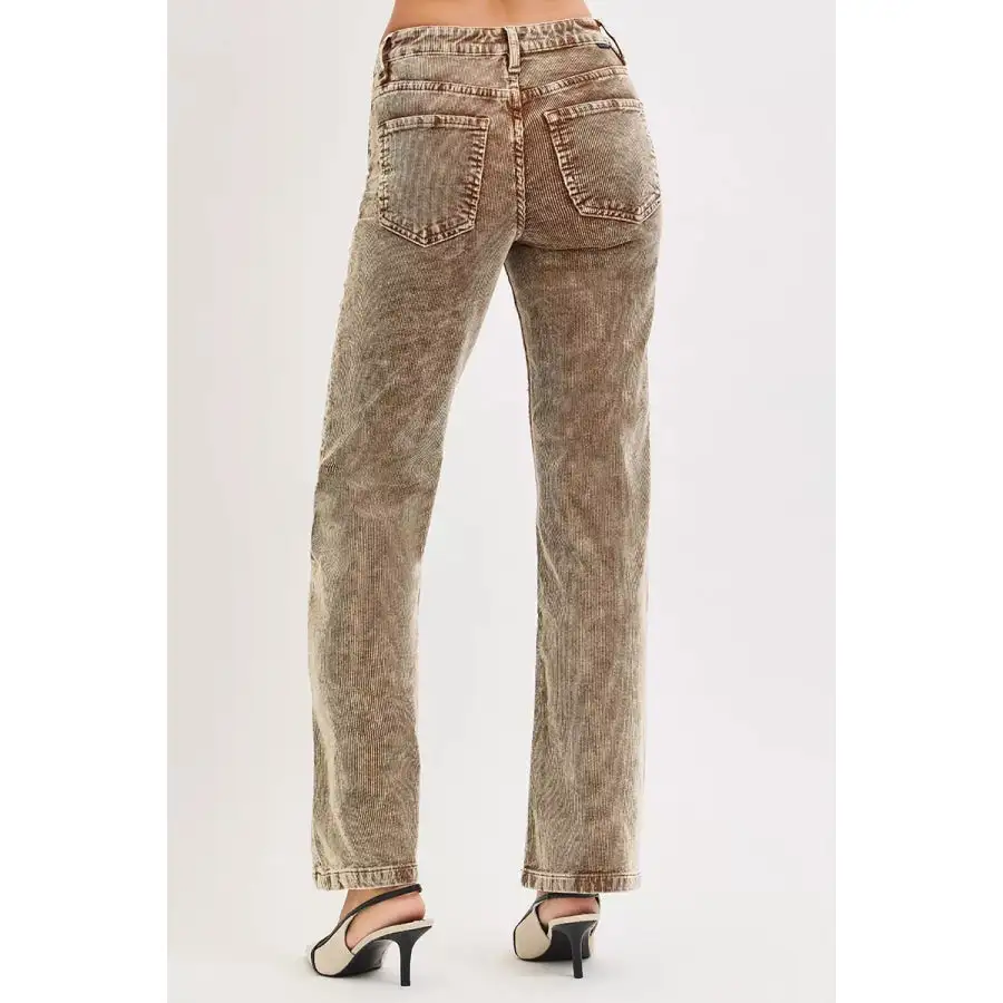 Classic Risen Tummy Control Mid Rise Straight Leg Corduroy Pants