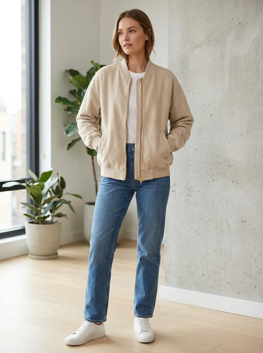 Zip-Front Minimal Women's Casual Jacket