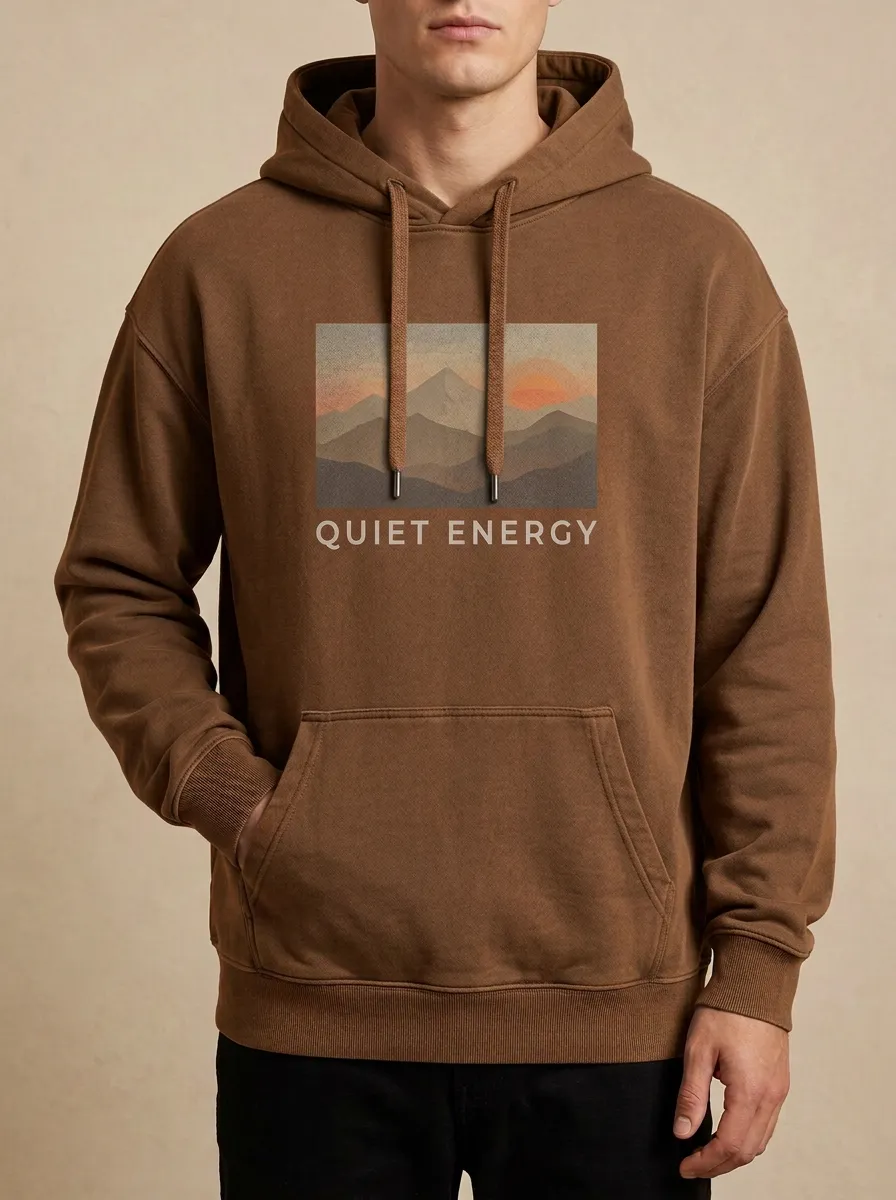 Men's Nature Lover Quiet Energy Mountain Sunset Print Hoodie