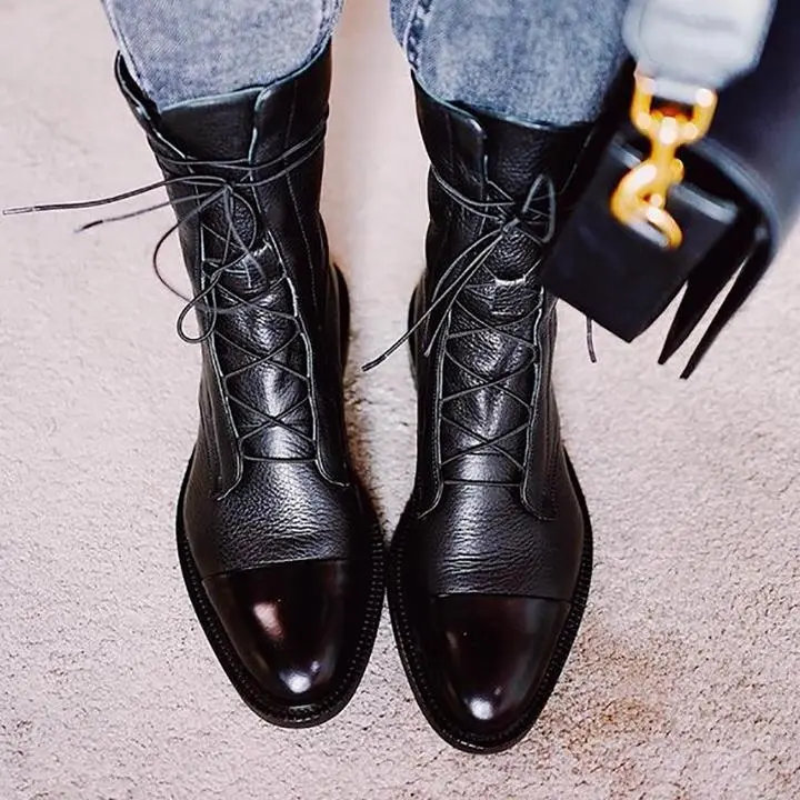 Leather Lace Up Ankle Everyday Boots