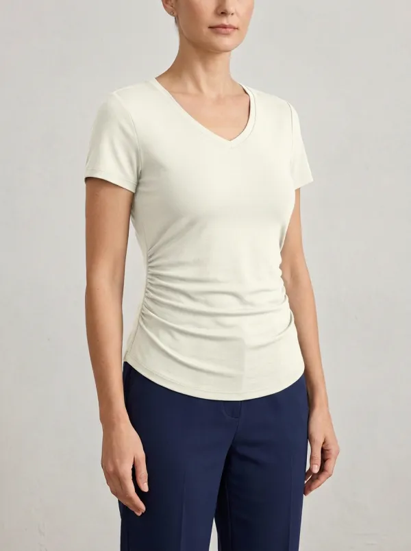 Tunic V-Neck Side-Ruched Tunic Top