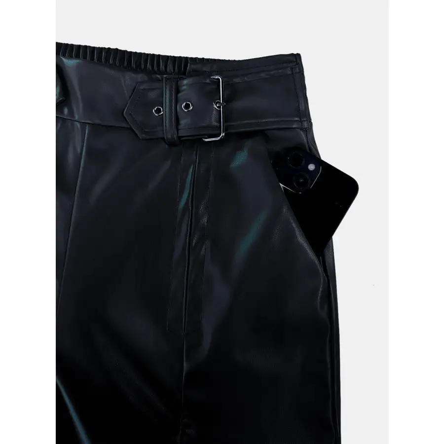 Half Elastic Waist Wide Leg Pants