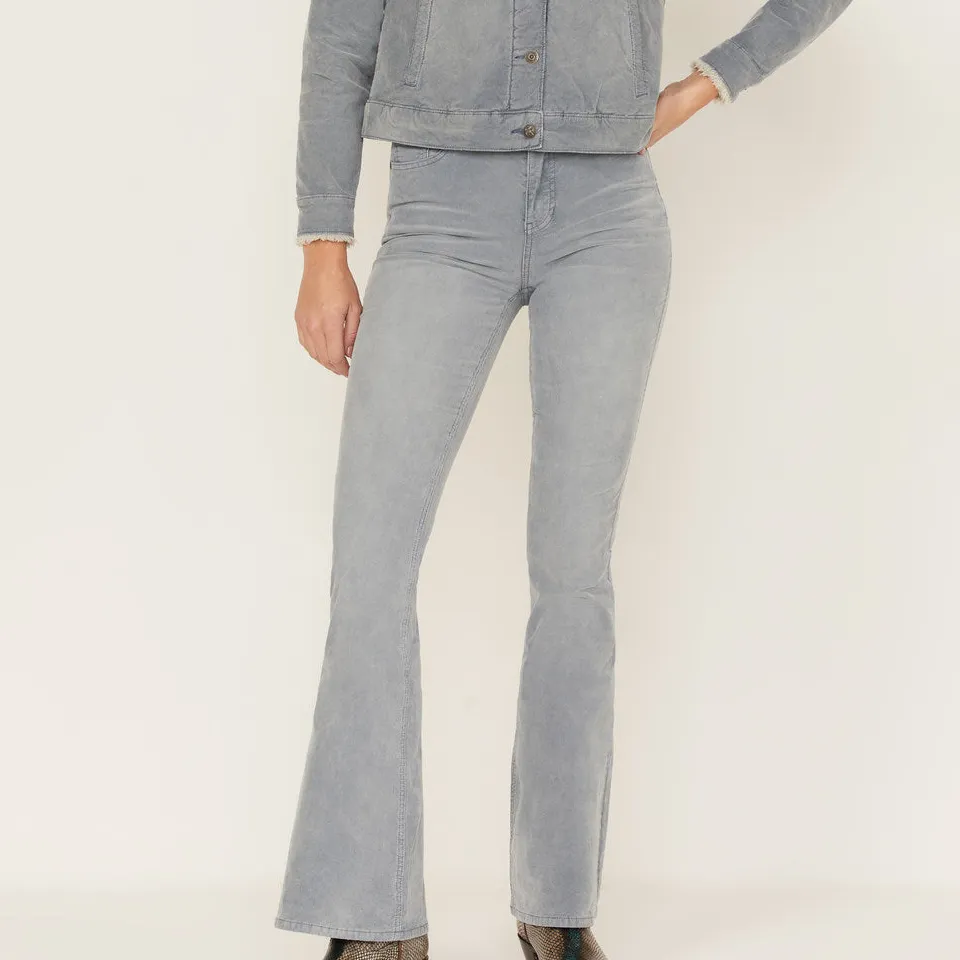 Classic High Rise Flare Corduroy Embroidered Jeans