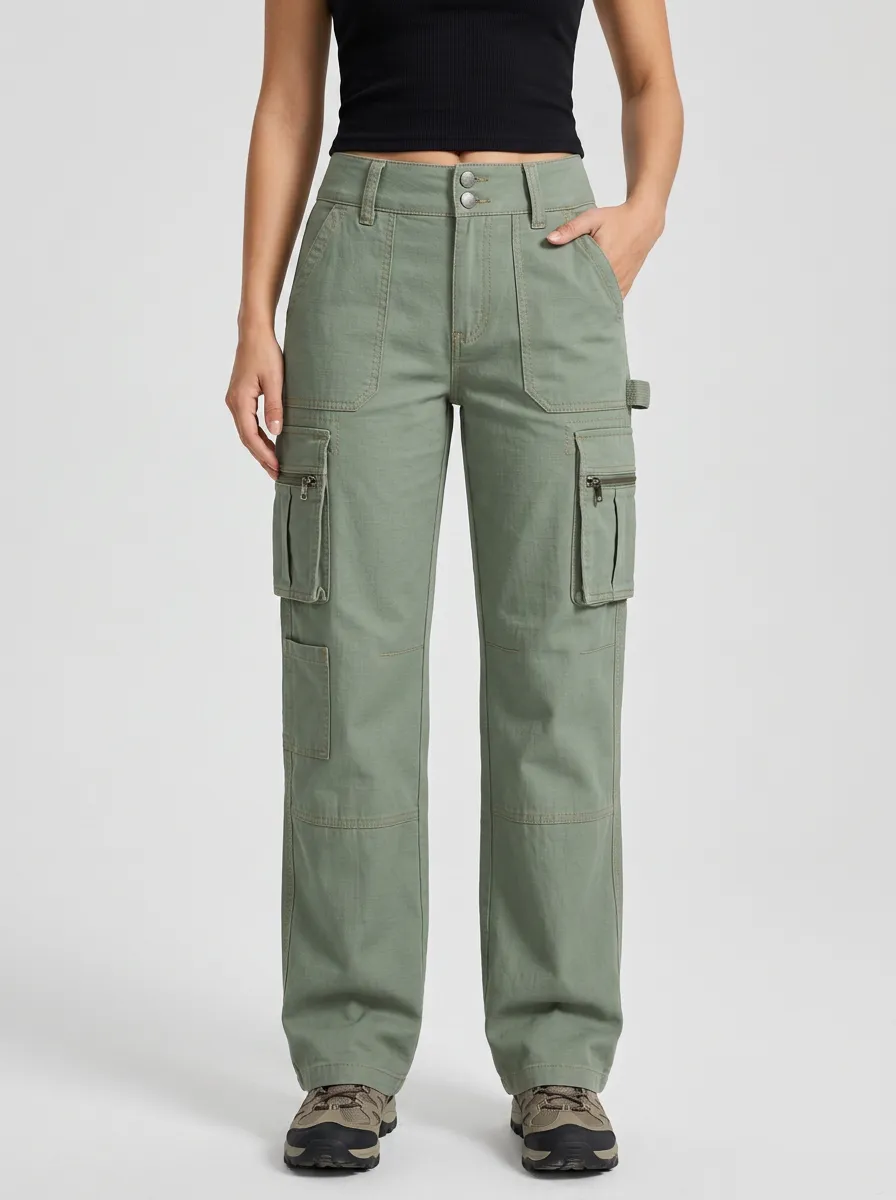 Women's Cargo Easygoing Multi-Pocket Straight Pants