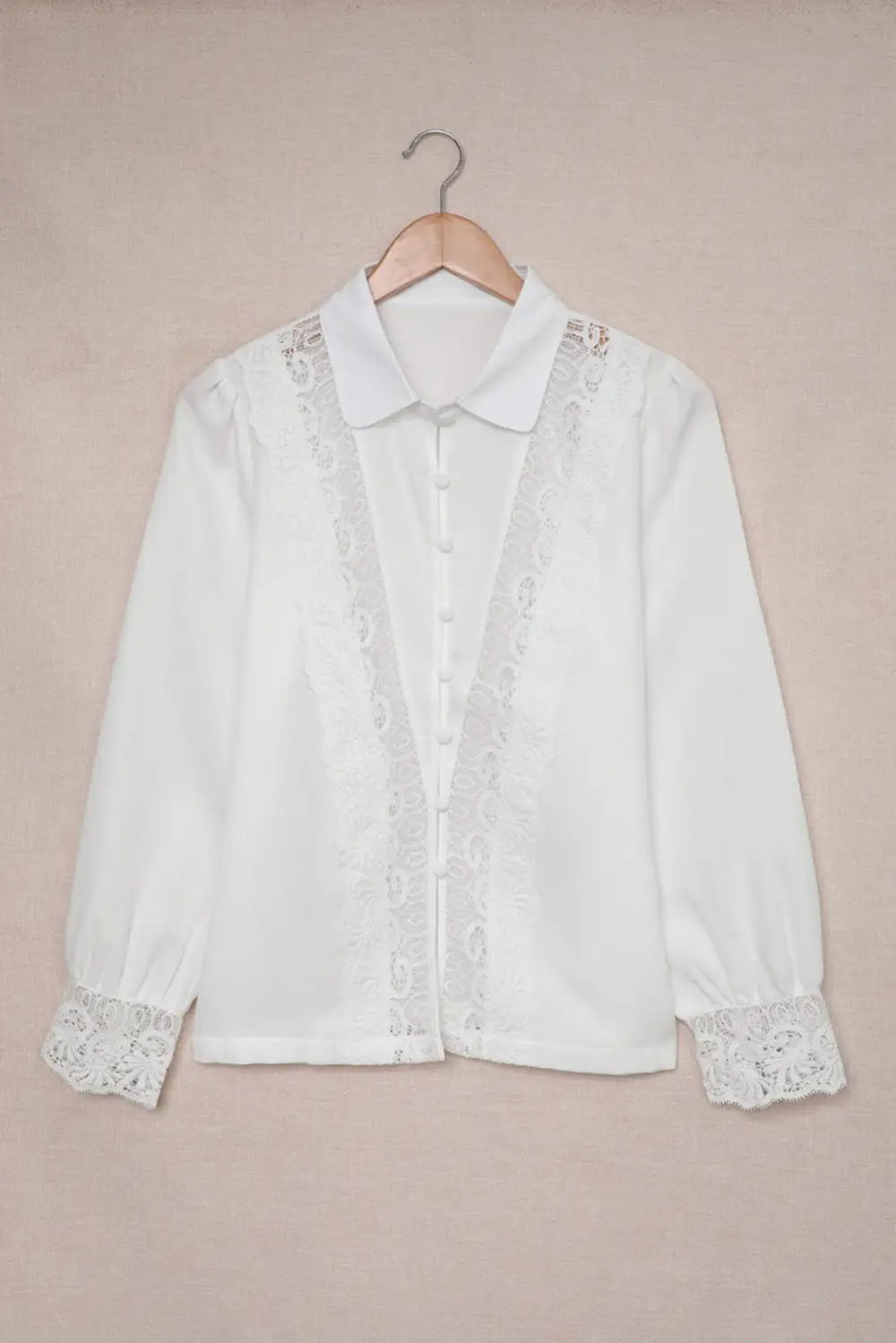 Lace Splicing Buttoned Shirt