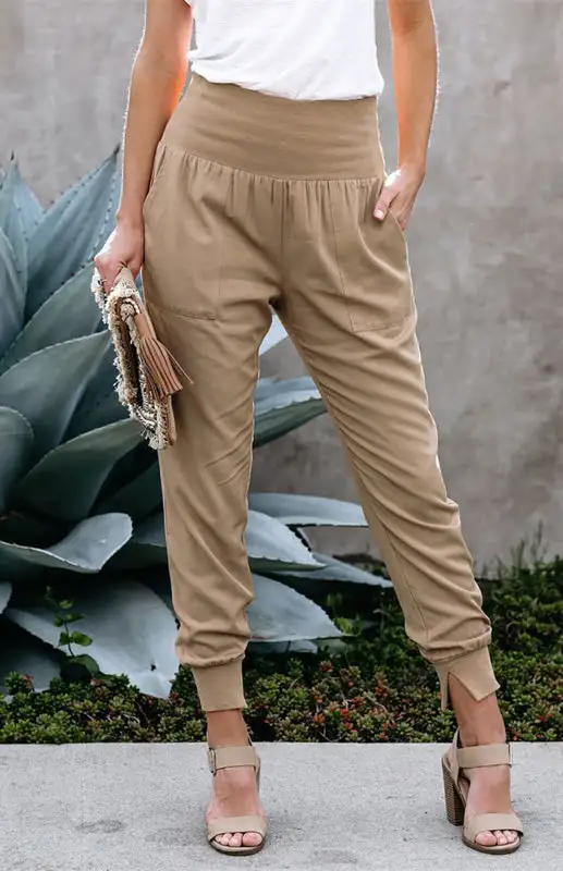 Clean High Waist Slit Pants