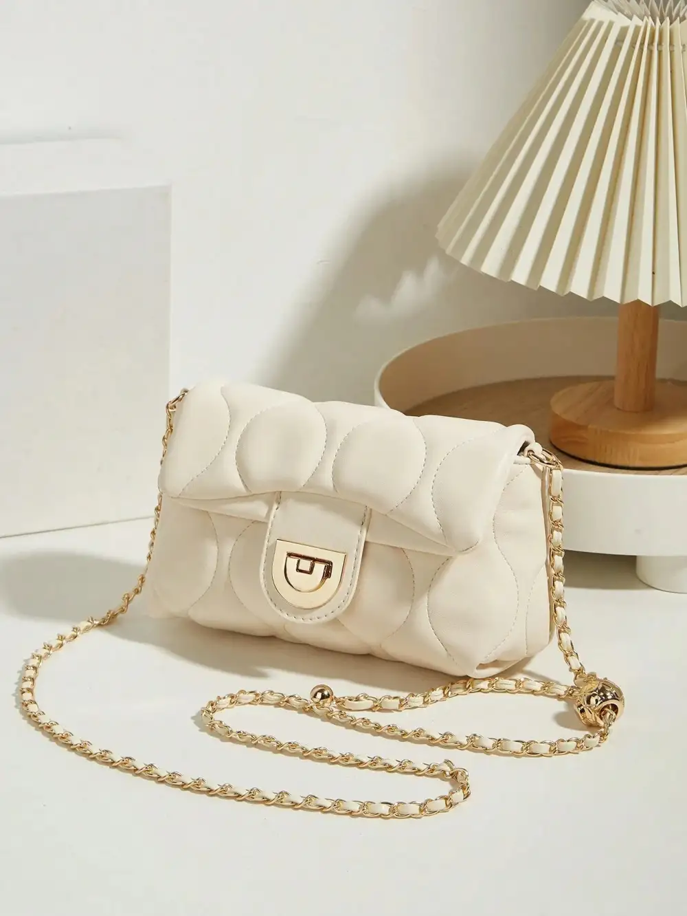 Vintage Retro Bag with Rhombic Chain and Lucky Beads