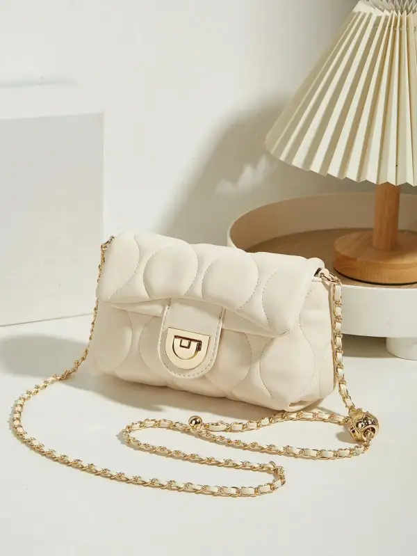 Vintage Retro Bag with Rhombic Chain and Lucky Beads