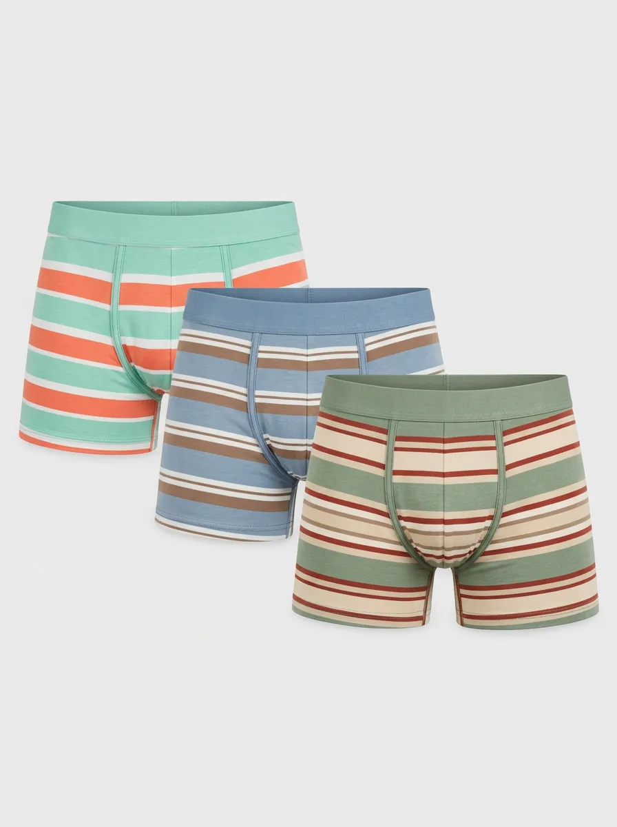 Men's Crest Multi-Pack Striped Pattern Printed Boxer Briefs