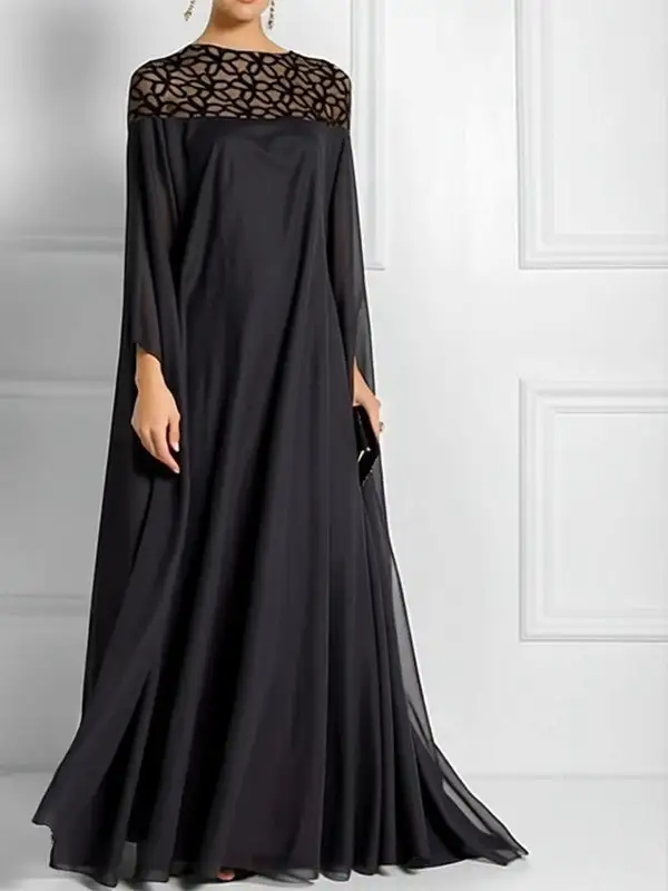 Jacquard Neck Maxi Dress