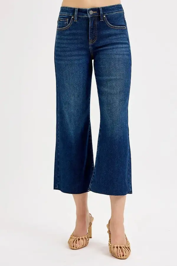 Clean Line Denim High Rise Wide Leg Pocketed Jeans
