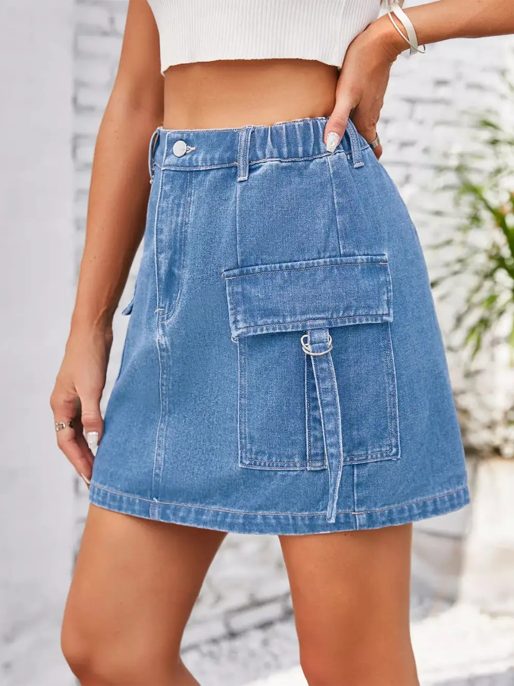 Casual Cargo Denim Moni Skirt