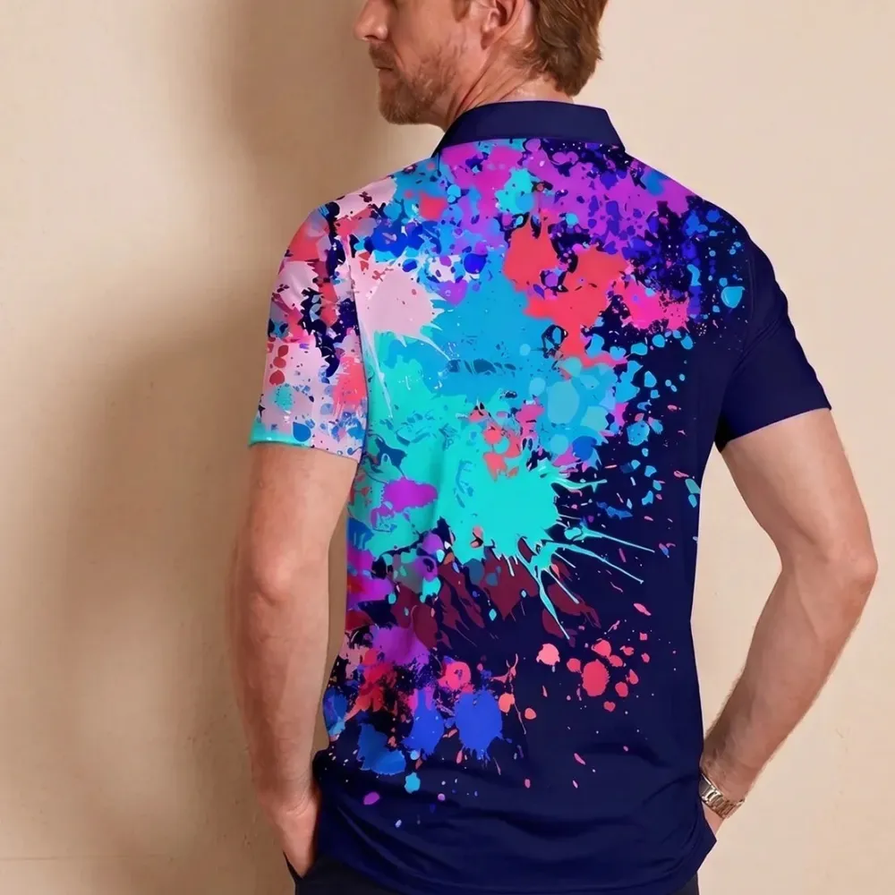 Layered Performance Short Sleeve Button Up Polo Shirt