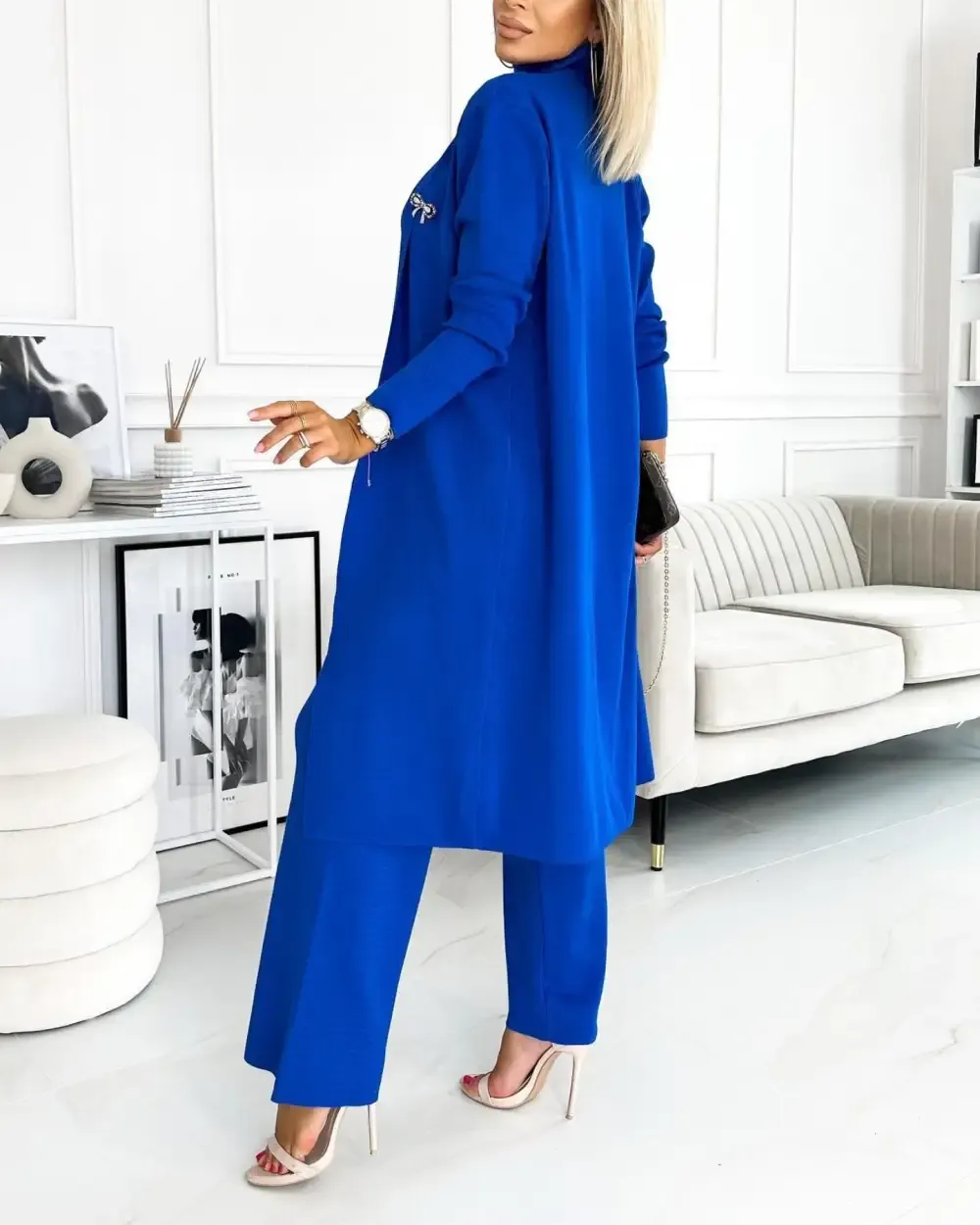 Women's Solid Color Cardigan 3 pieces Tank and Trousers