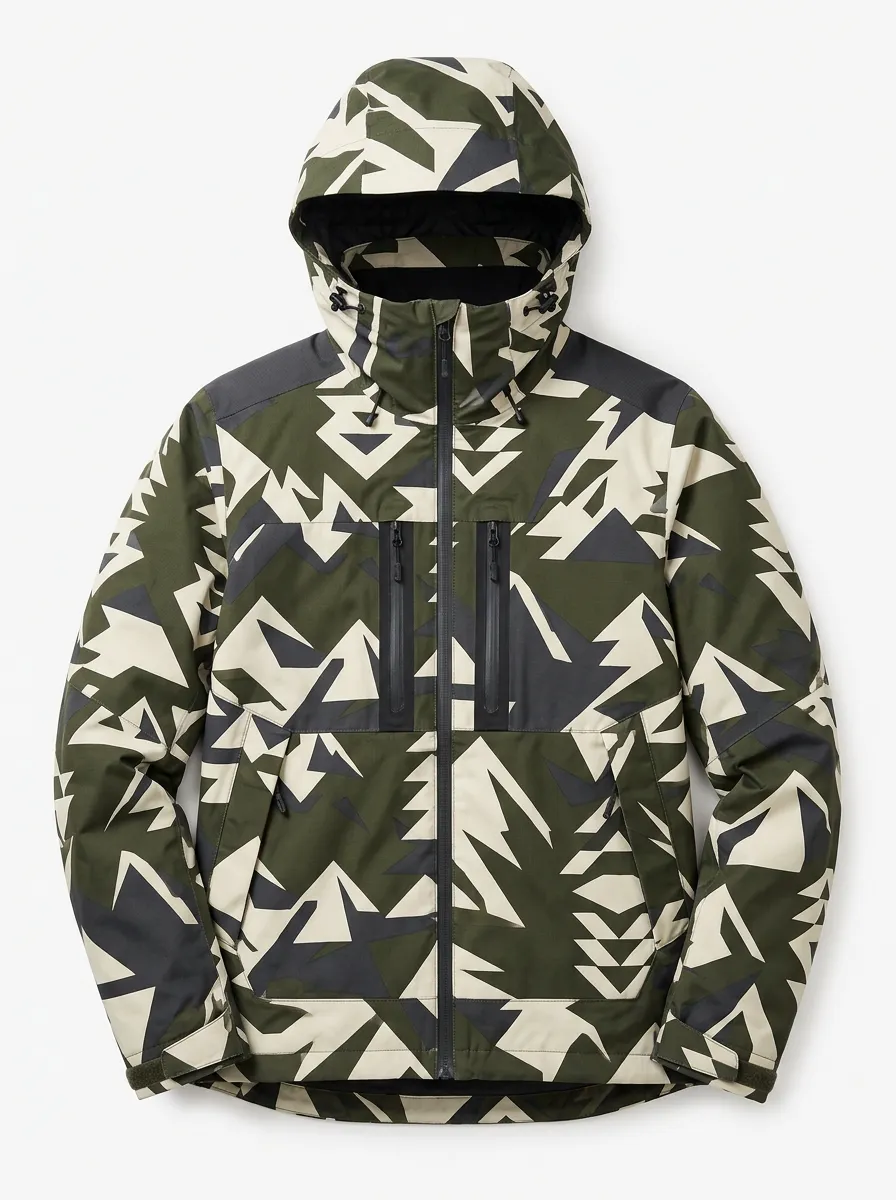 Men's Outdoor Adventure Geometric Camo Printed Jacket