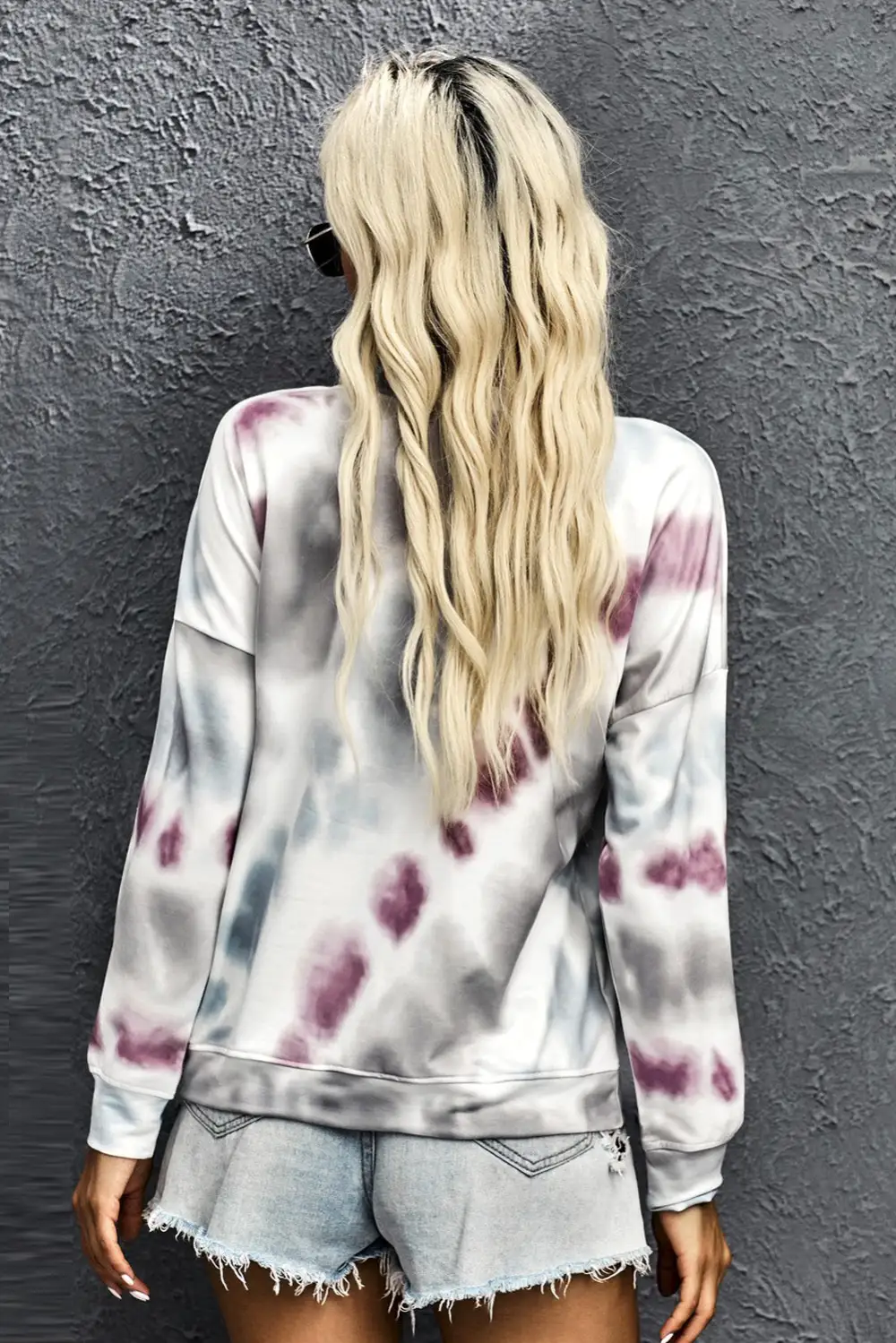 Casual Tie Dye Round Neck Sweatshirt