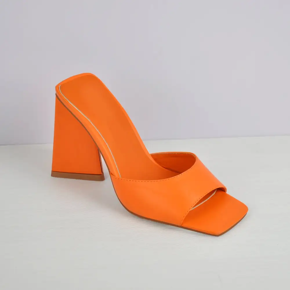 Square Toe Chunky Heel Mule Sandals